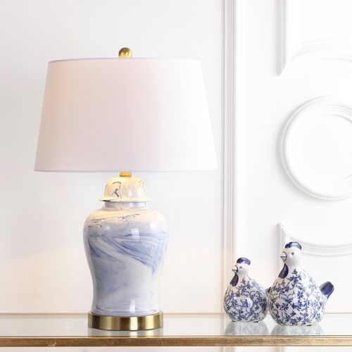 Lucinda Table Lamp, Blue/White 8 Lucinda Table Lamp, Blue/White