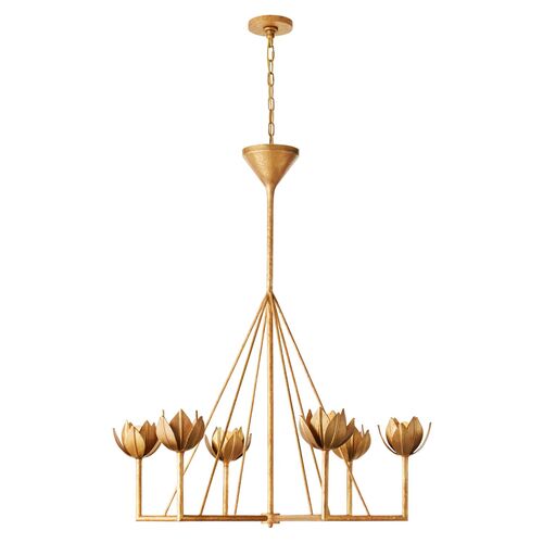 Alberto Large Single-Tier Chandelier, Antiqued Gold Leaf 1 Alberto Large Single-Tier Chandelier, Antiqued Gold Leaf