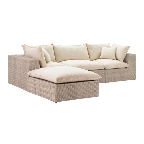 Makenna Wicker Outdoor Modular Sectional, Natural/Cream 1 Makenna Wicker Outdoor Modular Sectional, Natural/Cream