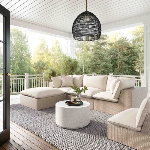 Makenna Wicker Outdoor Modular Sectional, Natural/Cream 2 Makenna Wicker Outdoor Modular Sectional, Natural/Cream