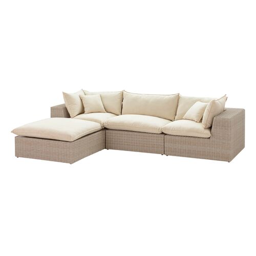 Makenna Wicker Outdoor Modular Sectional, Natural/Cream 3 Makenna Wicker Outdoor Modular Sectional, Natural/Cream