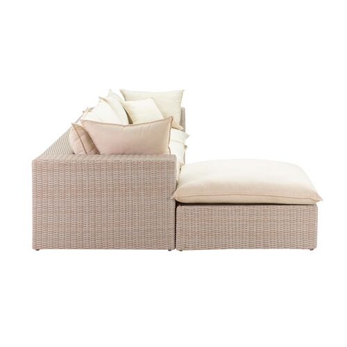 Makenna Wicker Outdoor Modular Sectional, Natural/Cream 4 Makenna Wicker Outdoor Modular Sectional, Natural/Cream