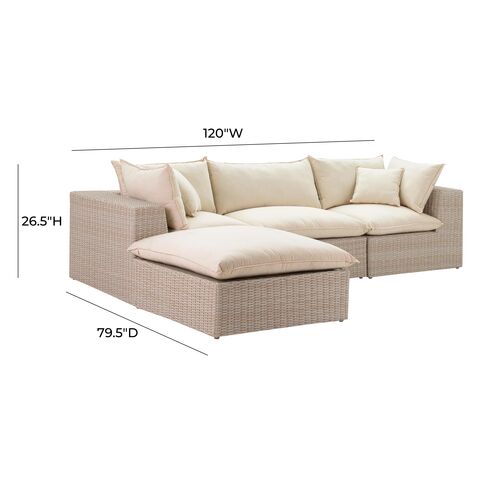 Makenna Wicker Outdoor Modular Sectional, Natural/Cream 5 Makenna Wicker Outdoor Modular Sectional, Natural/Cream