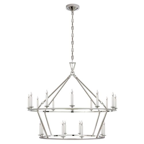 Darlana Large Two-Tiered Ring Chandelier, Polished Nickel 1 Darlana Large Two-Tiered Ring Chandelier, Polished Nickel