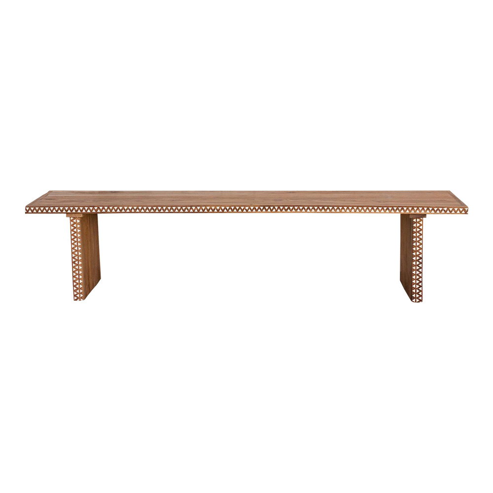 Teak Long Mother of Pearl Bench 1 Teak Long Mother of Pearl Bench