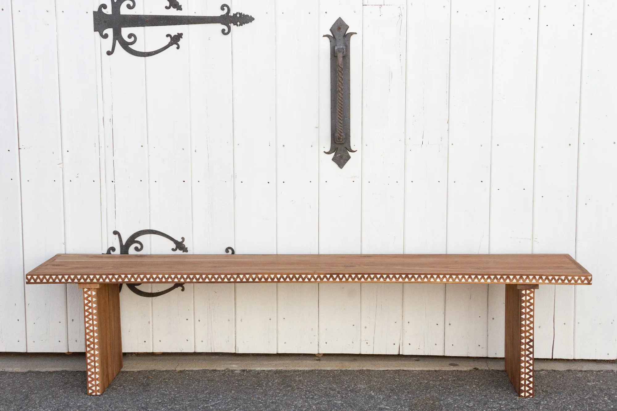 Teak Long Mother of Pearl Bench 3 Teak Long Mother of Pearl Bench