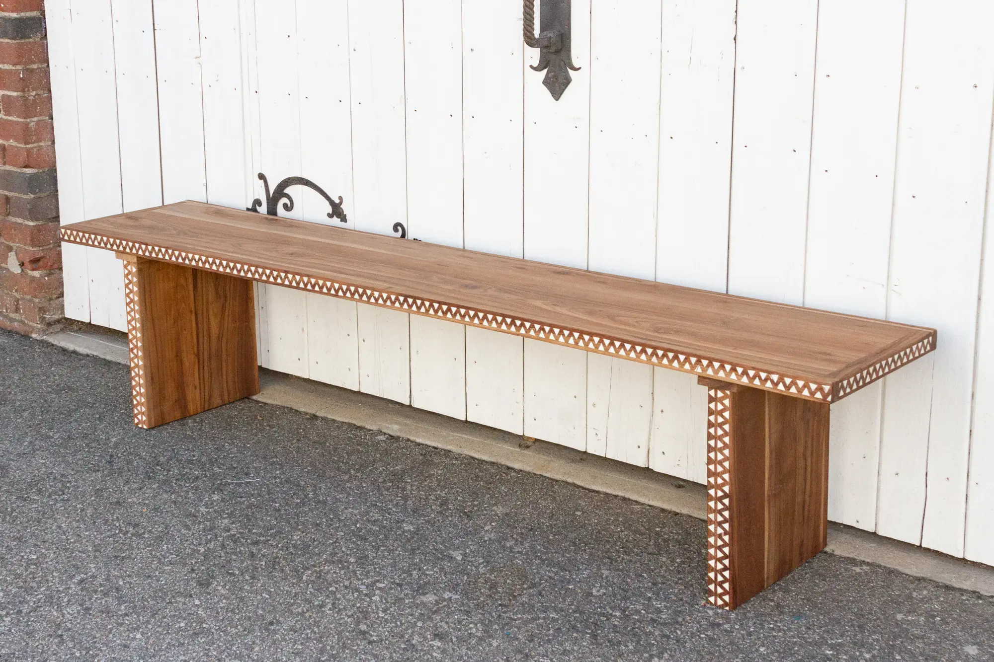 Teak Long Mother of Pearl Bench 4 Teak Long Mother of Pearl Bench