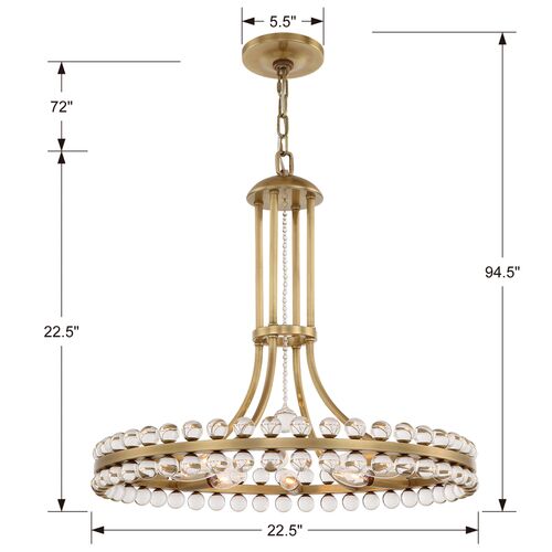 Clover 8-Light Chandelier, Aged Brass 5 Clover 8-Light Chandelier, Aged Brass