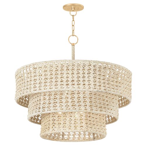 Farley Abaca Rope Pendant, Ivory 1 Farley Abaca Rope Pendant, Ivory