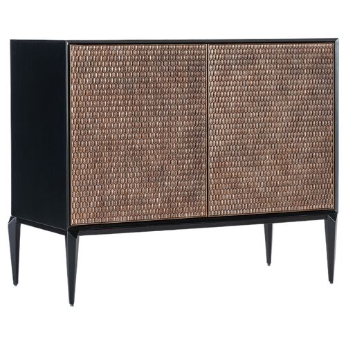 Melange Carved Resin Accent Chest, Black/Bronze 1 Melange Carved Resin Accent Chest, Black/Bronze