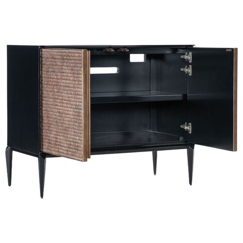 Melange Carved Resin Accent Chest, Black/Bronze 2 Melange Carved Resin Accent Chest, Black/Bronze