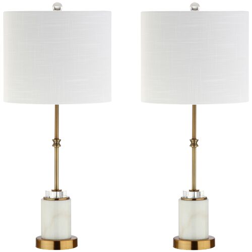S/2 Serena Marble Table Lamps, White/Gold 1 S/2 Serena Marble Table Lamps, White/Gold