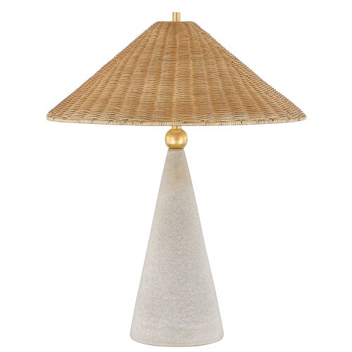 Perilla Table Lamp, Natural Wicker/Ceramic Windswept White 1 Perilla Table Lamp, Natural Wicker/Ceramic Windswept White