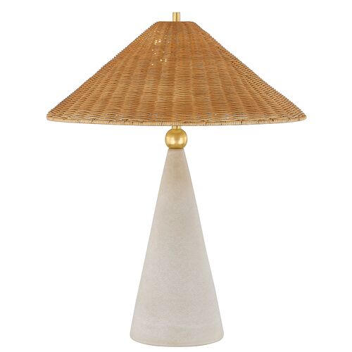 Perilla Table Lamp, Natural Wicker/Ceramic Windswept White 2 Perilla Table Lamp, Natural Wicker/Ceramic Windswept White
