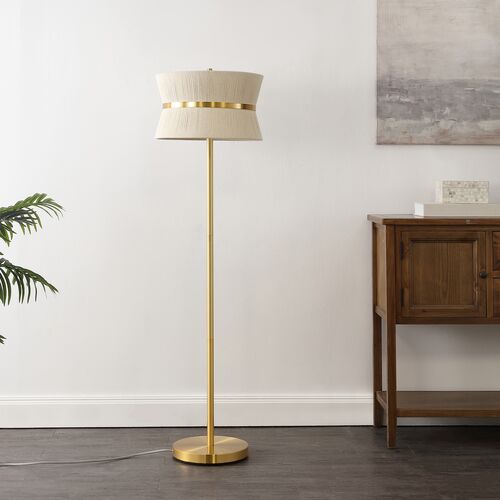 Philomena Floor Lamp, Bleached Natural/Brass 4 Philomena Floor Lamp, Bleached Natural/Brass