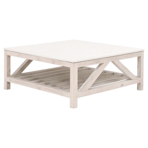 Oscar Square Coffee Table, Whitewash 1 Oscar Square Coffee Table, Whitewash