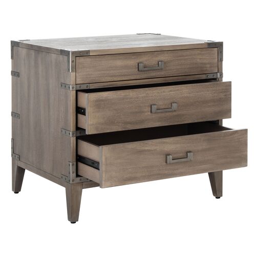 Nirel 3-Drawer Wood Nightstand 6 Nirel 3-Drawer Wood Nightstand