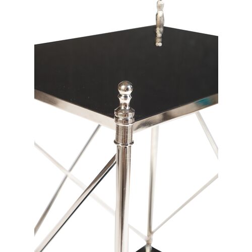 Powell Side Table, Nickel/Black Glass 2 Powell Side Table, Nickel/Black Glass