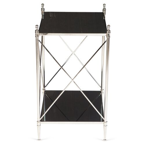 Powell Side Table, Nickel/Black Glass 5 Powell Side Table, Nickel/Black Glass