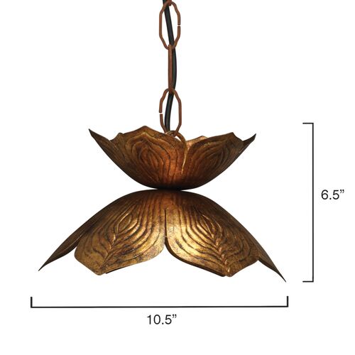 Small Flowering Lotus Pendant, Antique Gold 5 Small Flowering Lotus Pendant, Antique Gold