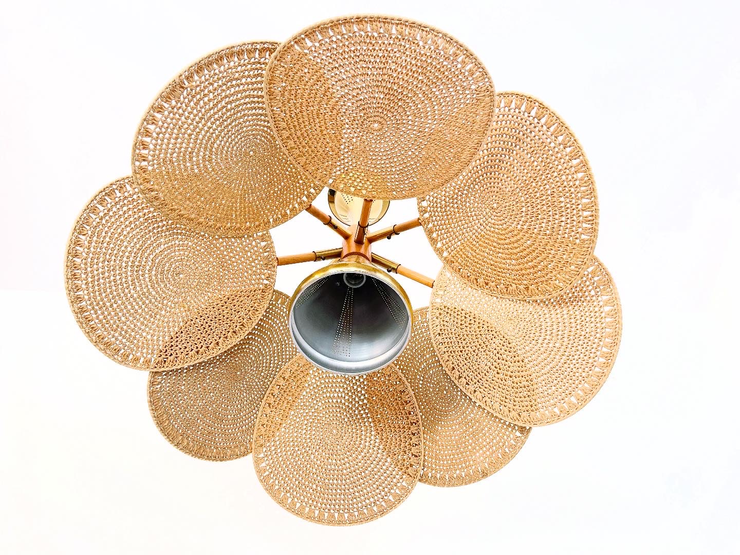 Italian Wicker Palm Chandelier, C1960 10 Italian Wicker Palm Chandelier, C1960