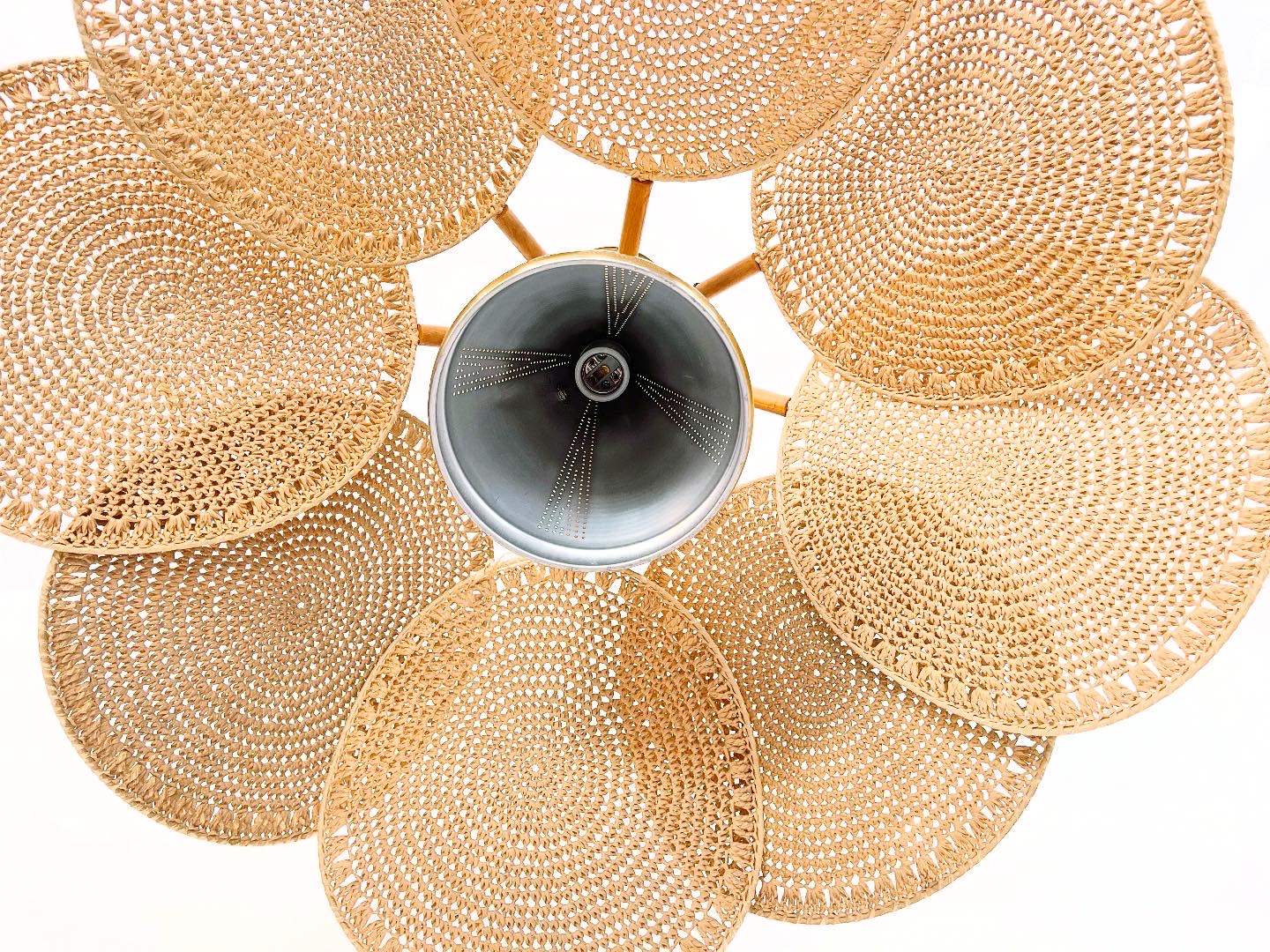 Italian Wicker Palm Chandelier, C1960 7 Italian Wicker Palm Chandelier, C1960