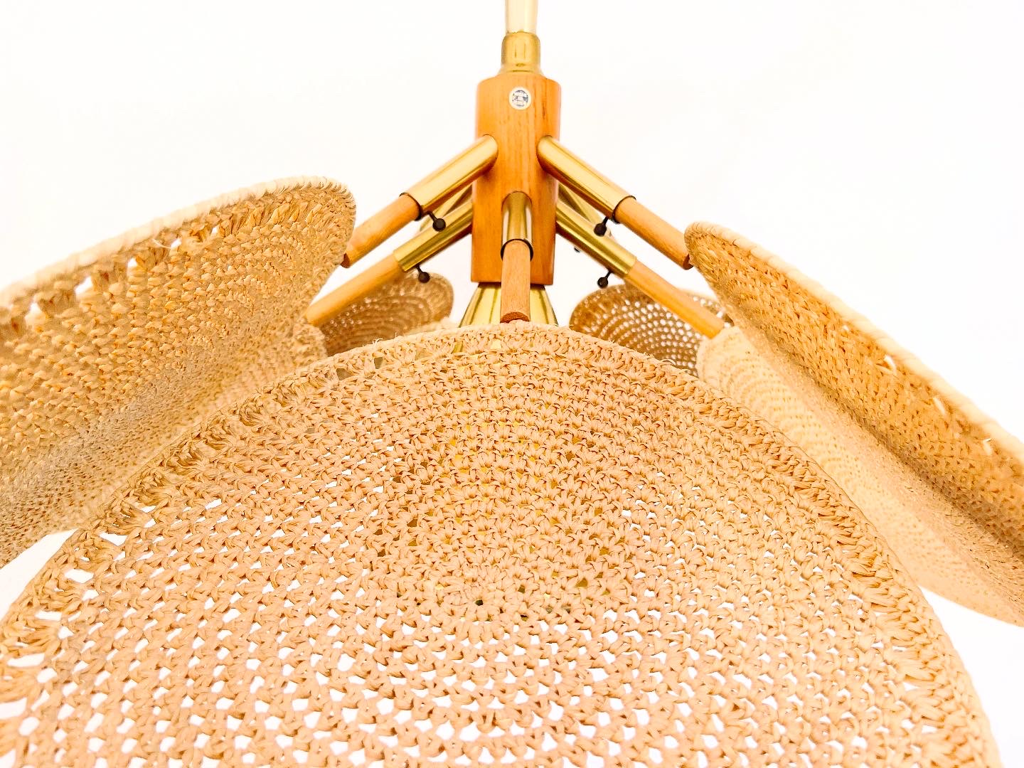 Italian Wicker Palm Chandelier, C1960 8 Italian Wicker Palm Chandelier, C1960