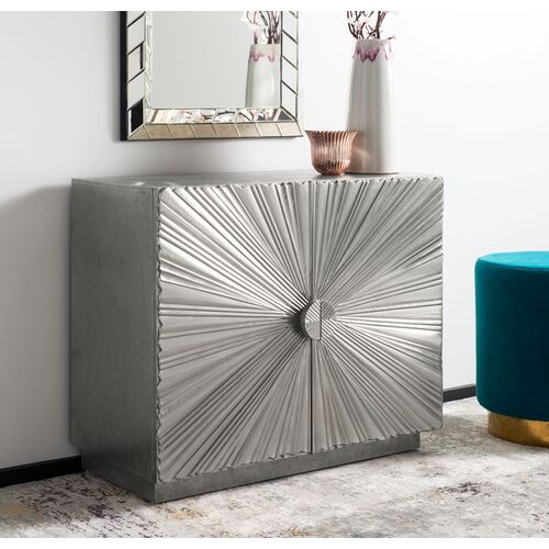 Nerina Sunburst 2-Door Chest, Silver 2 Nerina Sunburst 2-Door Chest, Silver