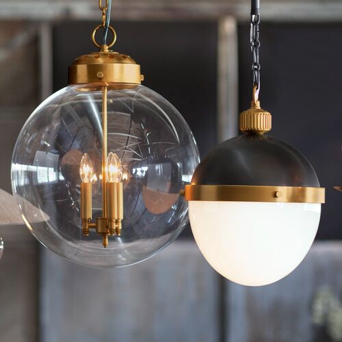 Globe Pendant, Natural Brass 2 Globe Pendant, Natural Brass