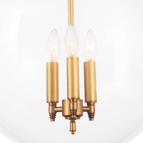 Globe Pendant, Natural Brass 3 Globe Pendant, Natural Brass