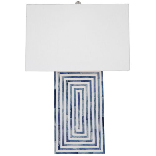Cypress Bone Inlay Table Lamp, Blue/White 2 Cypress Bone Inlay Table Lamp, Blue/White