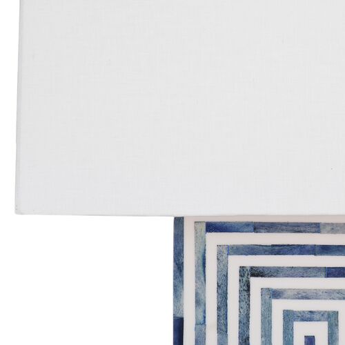 Cypress Bone Inlay Table Lamp, Blue/White 3 Cypress Bone Inlay Table Lamp, Blue/White