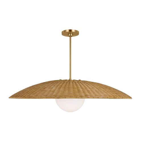 Mari Casual 1-Light Dimmable Pendant, Burnished Brass Gold/Rattan 2 Mari Casual 1-Light Dimmable Pendant, Burnished Brass Gold/Rattan