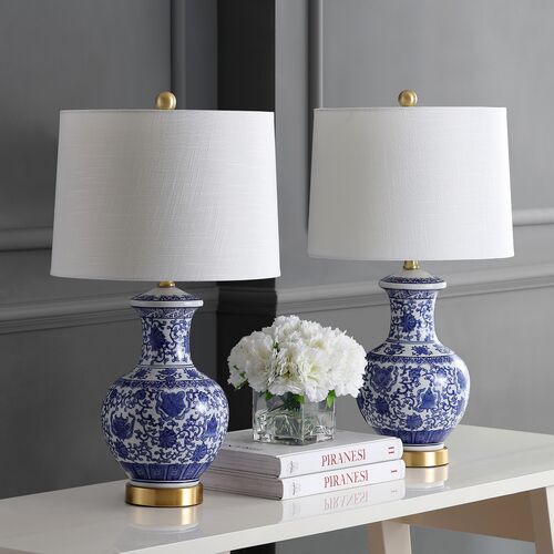 S/2 Cormac Chinoiserie Table Lamps, Blue/White 2 S/2 Cormac Chinoiserie Table Lamps, Blue/White