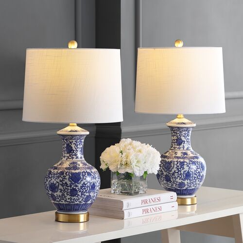 S/2 Cormac Chinoiserie Table Lamps, Blue/White 4 S/2 Cormac Chinoiserie Table Lamps, Blue/White