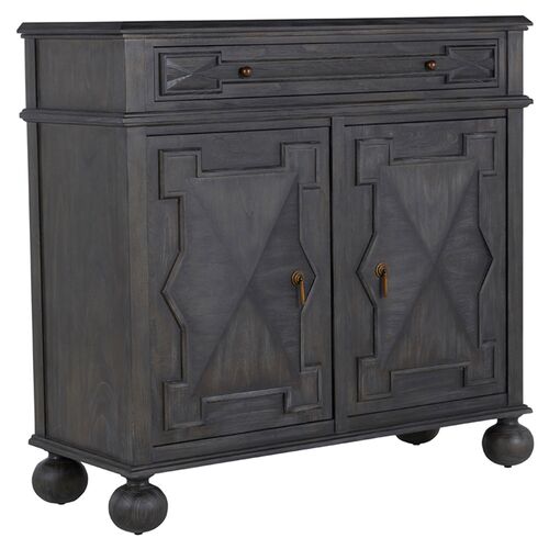 Ezekiel 2-Door Cabinet, Cerused Forest Black/Antique Bronze