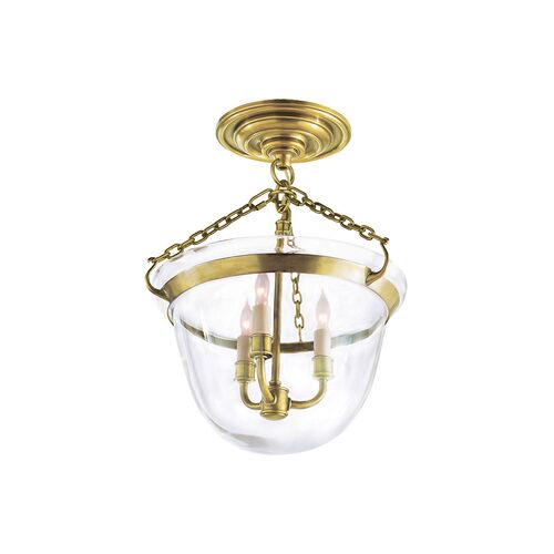 Country Semi-Flush Mount, Antique Brass 1 Country Semi-Flush Mount, Antique Brass