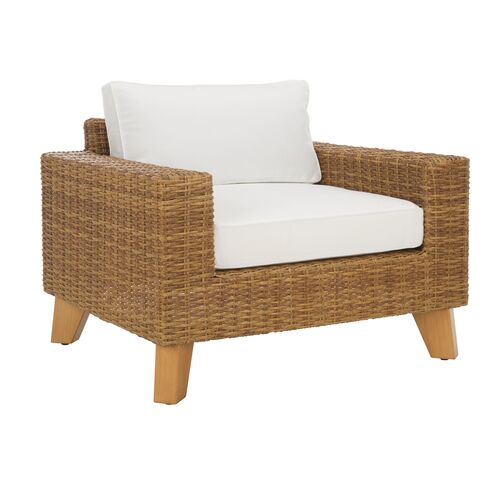 Aelwyn Outdoor Wicker Chair, Natural/White 1 Aelwyn Outdoor Wicker Chair, Natural/White