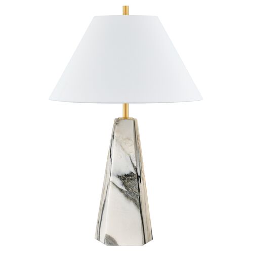 Edie 30" Marble Table Lamp, Gray/Aged Brass 1 Edie 30" Marble Table Lamp, Gray/Aged Brass