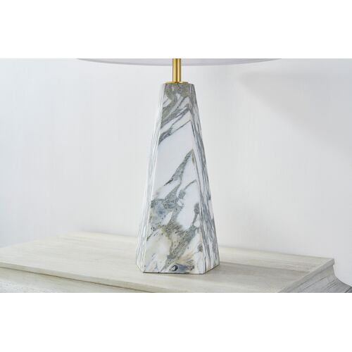 Edie 30" Marble Table Lamp, Gray/Aged Brass 5 Edie 30" Marble Table Lamp, Gray/Aged Brass
