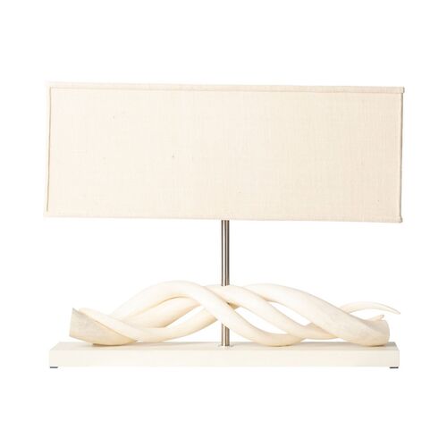 Kudu Horizontal Triple Inner Horn Table Lamp, Cream 1 Kudu Horizontal Triple Inner Horn Table Lamp, Cream