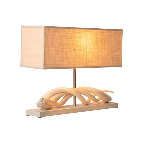 Kudu Horizontal Triple Inner Horn Table Lamp, Cream 2 Kudu Horizontal Triple Inner Horn Table Lamp, Cream