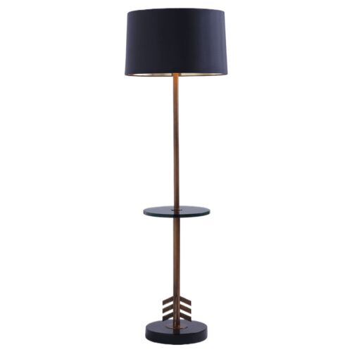Franco 60" Scalamandre Floor Lamp w/ Table, Black/Bronze 1 Franco 60" Scalamandre Floor Lamp w/ Table, Black/Bronze