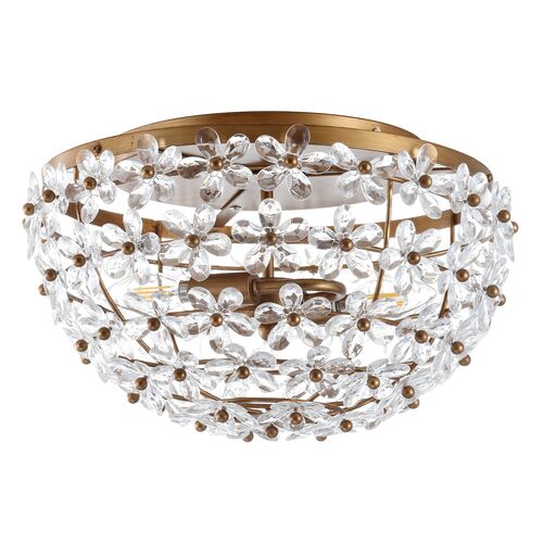 Linda Acrylic Floral Flush Mount, Antique Gold 1 Linda Acrylic Floral Flush Mount, Antique Gold