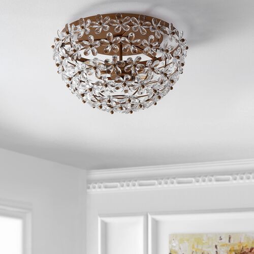 Linda Acrylic Floral Flush Mount, Antique Gold 2 Linda Acrylic Floral Flush Mount, Antique Gold