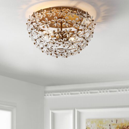 Linda Acrylic Floral Flush Mount, Antique Gold 3 Linda Acrylic Floral Flush Mount, Antique Gold