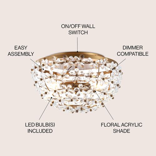 Linda Acrylic Floral Flush Mount, Antique Gold 4 Linda Acrylic Floral Flush Mount, Antique Gold