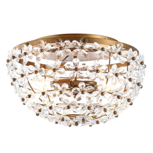 Linda Acrylic Floral Flush Mount, Antique Gold 5 Linda Acrylic Floral Flush Mount, Antique Gold