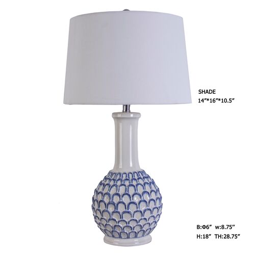 Milford Table Lamp, Blue/White 5 Milford Table Lamp, Blue/White