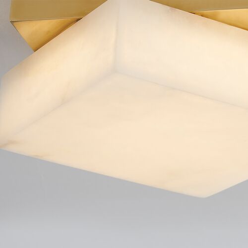 Genna 11.5" Alabaster Flush Mount, White/Aged Brass 4 Genna 11.5" Alabaster Flush Mount, White/Aged Brass